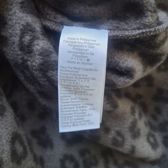 J Crew Quilted Button-Neck Sherpa Tunic Leopard Print Pullover Women's Size S - Picture 7 of 8